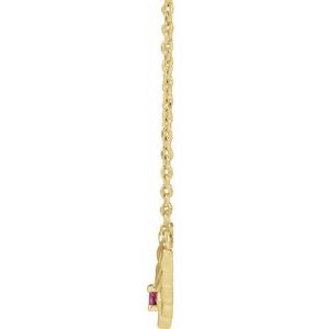 14K Yellow Natural Pink Tourmaline Floral 18" Necklace