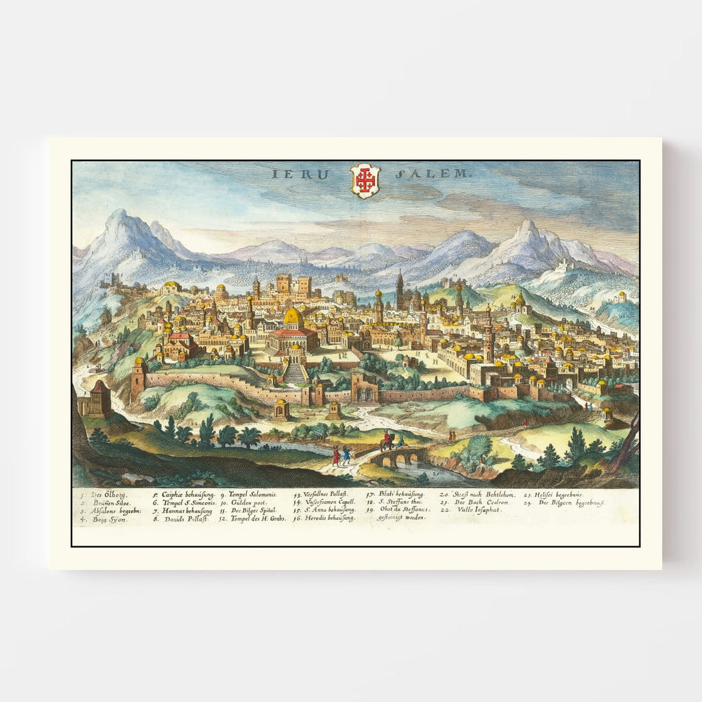 Vintage Map of Jerusalem, Israel 1640