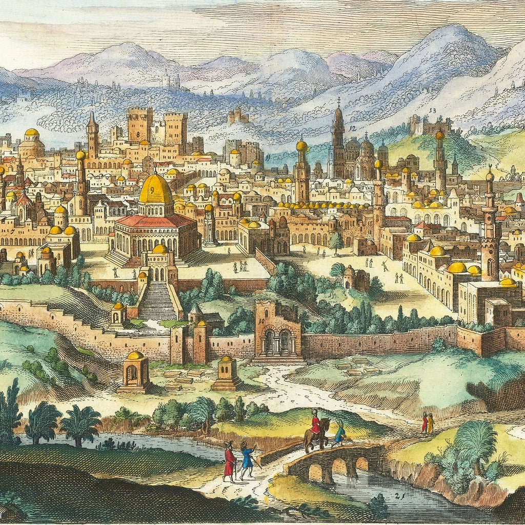 Vintage Map of Jerusalem, Israel 1640