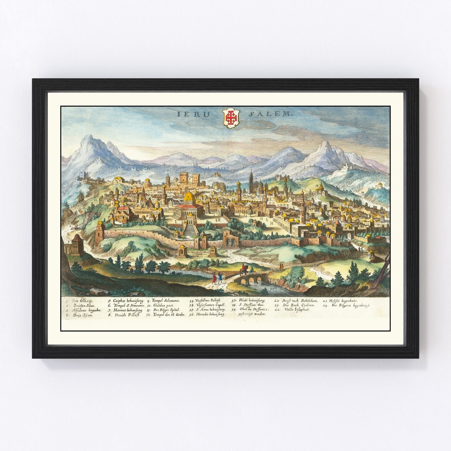 Vintage Map of Jerusalem, Israel 1640