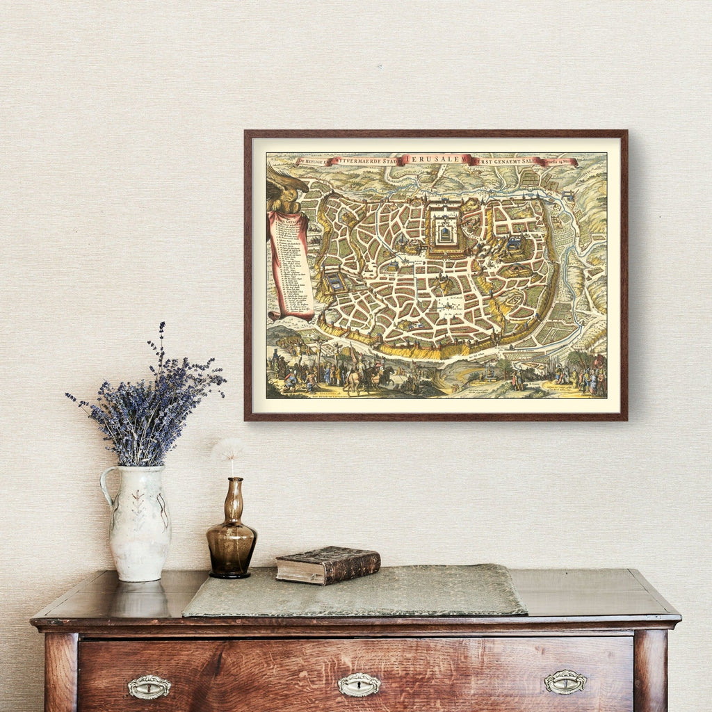 Vintage Map of Jerusalem, Israel 1648