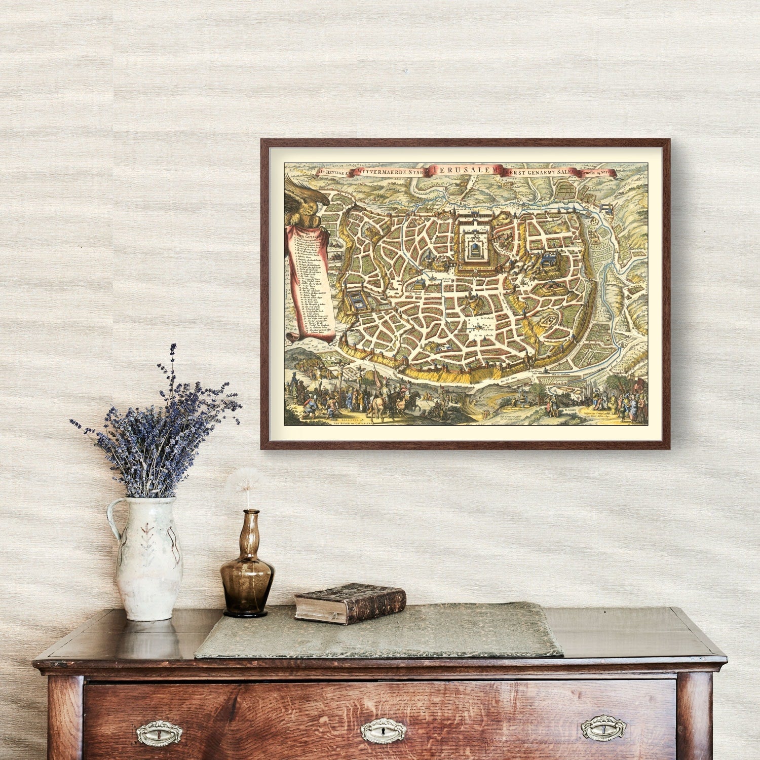 Vintage Map of Jerusalem, Israel 1648