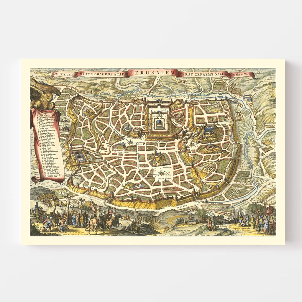 Vintage Map of Jerusalem, Israel 1648