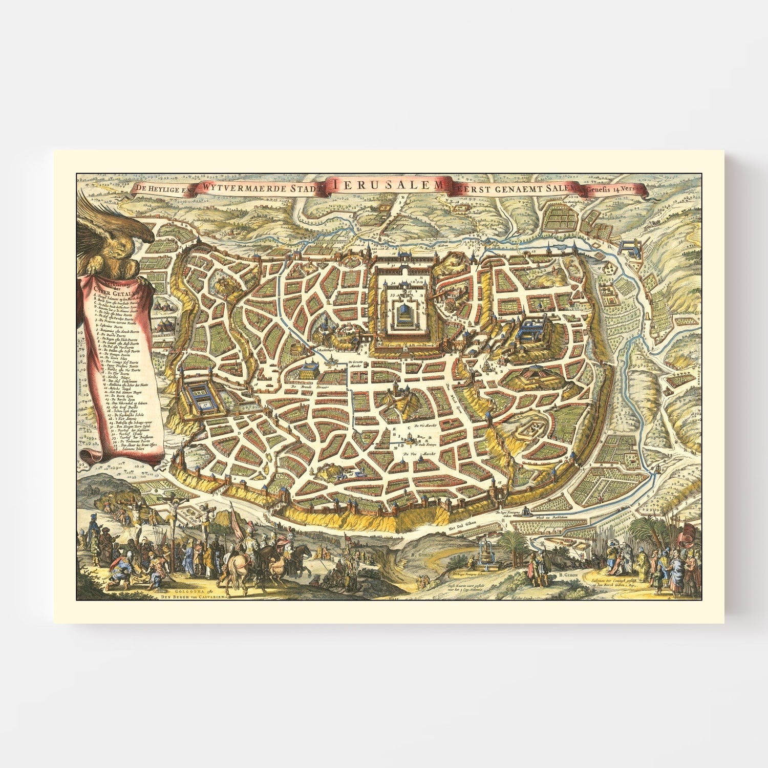 Vintage Map of Jerusalem, Israel 1648