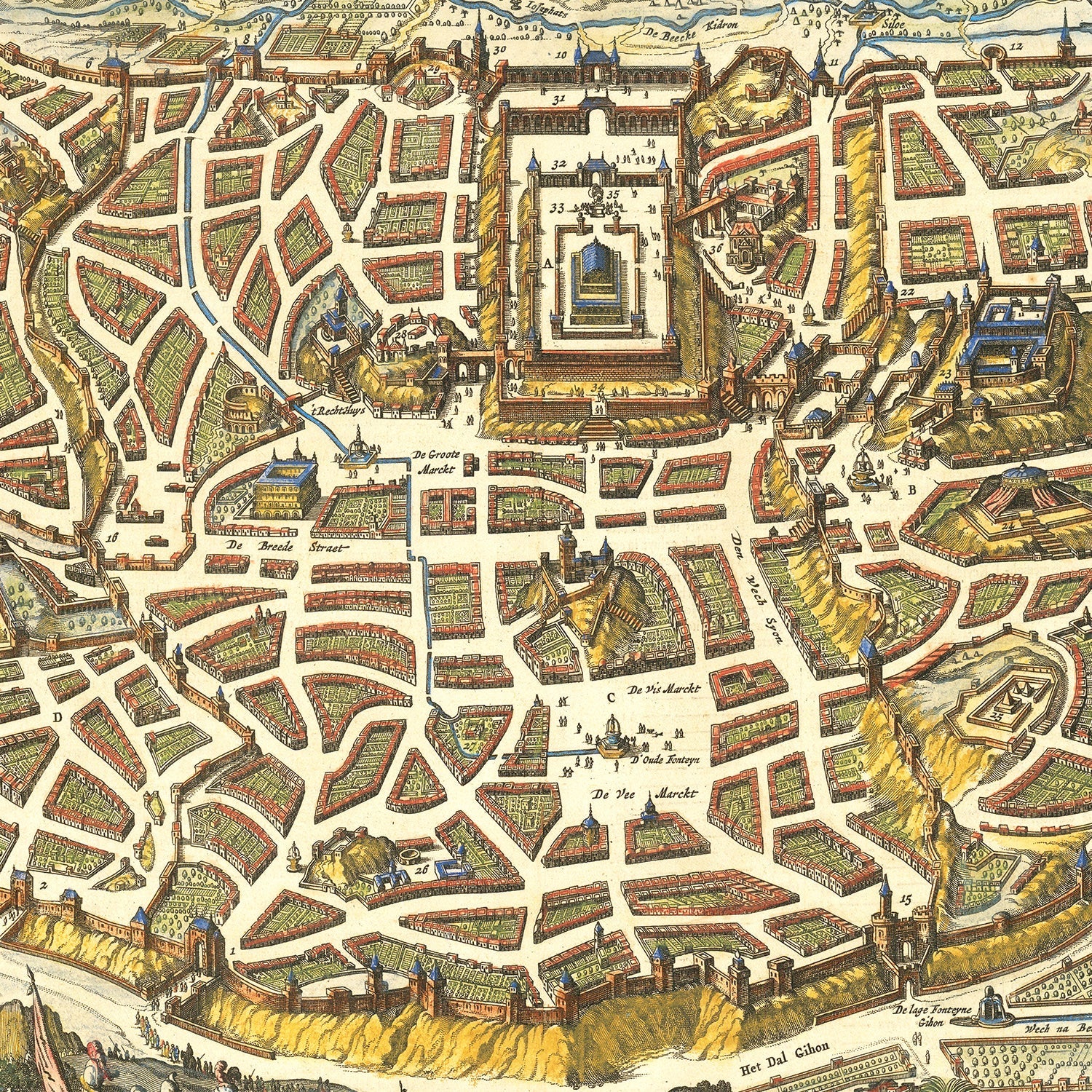 Vintage Map of Jerusalem, Israel 1648