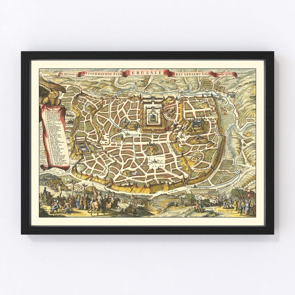 Vintage Map of Jerusalem, Israel 1648