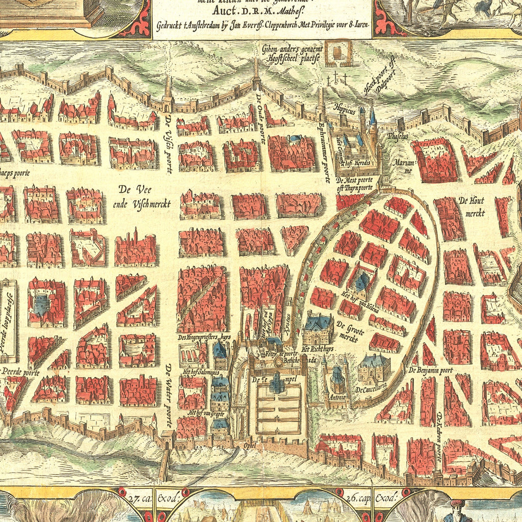 Vintage Map of Jerusalem, Israel 1643