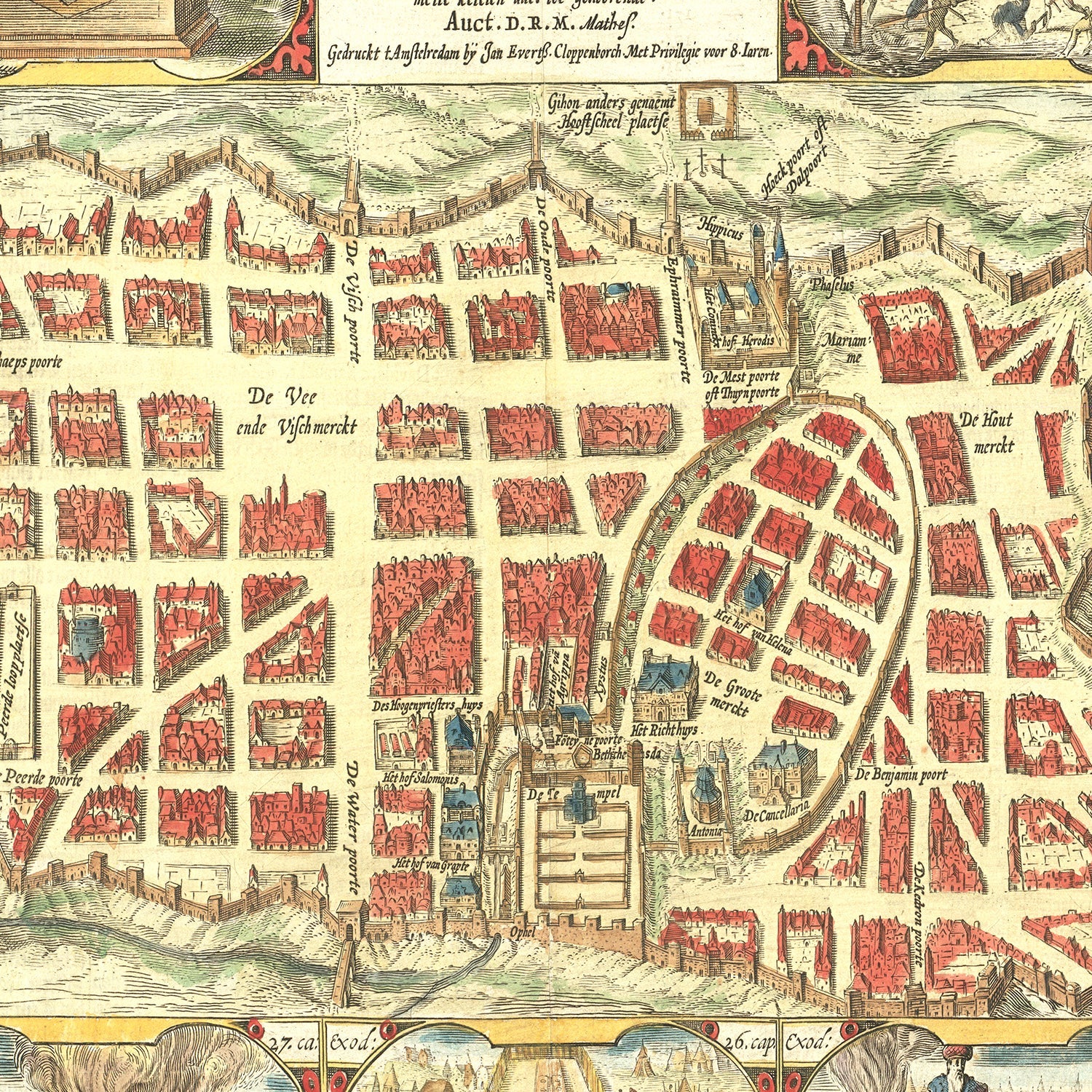 Vintage Map of Jerusalem, Israel 1643
