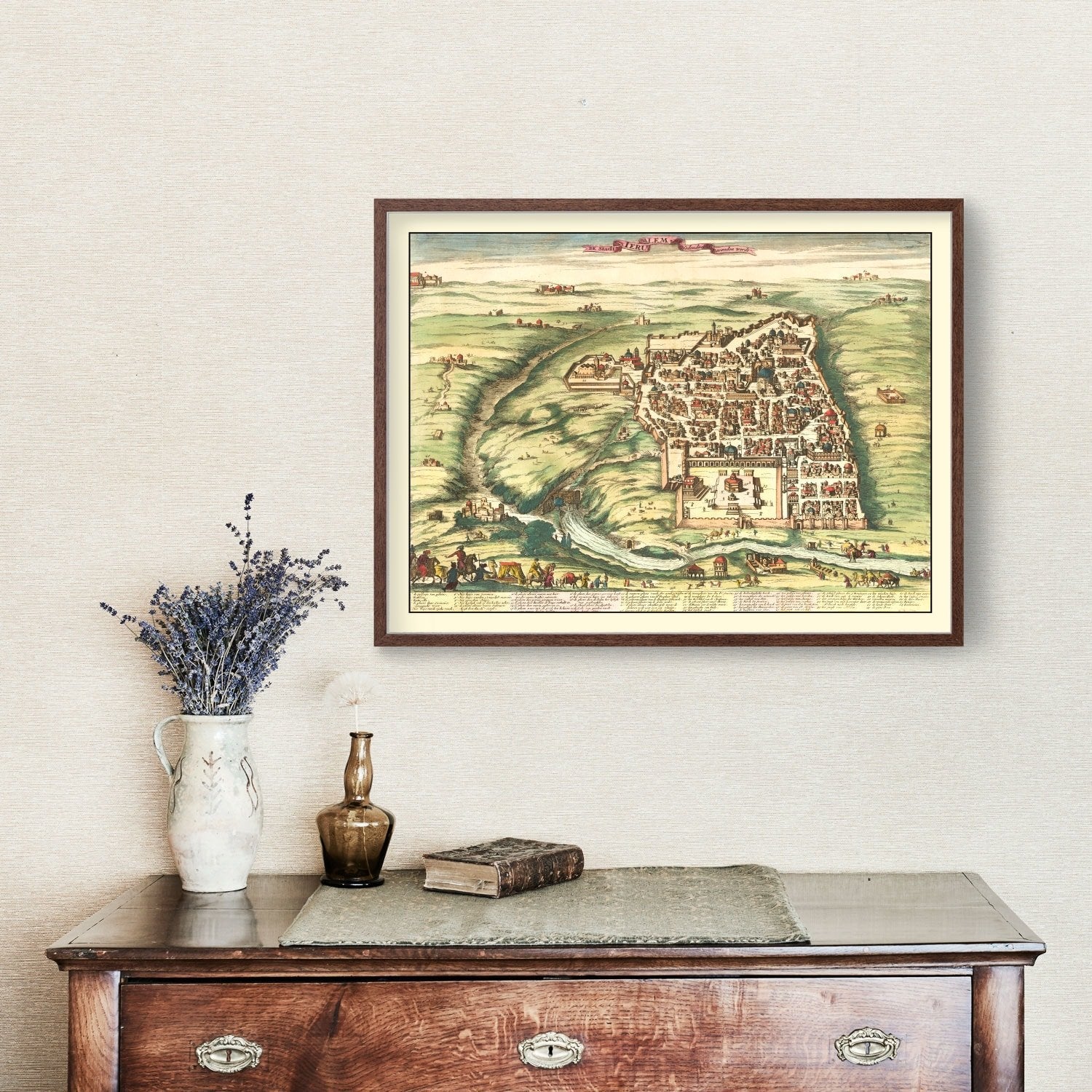 Vintage Map of Jerusalem, Israel 1677