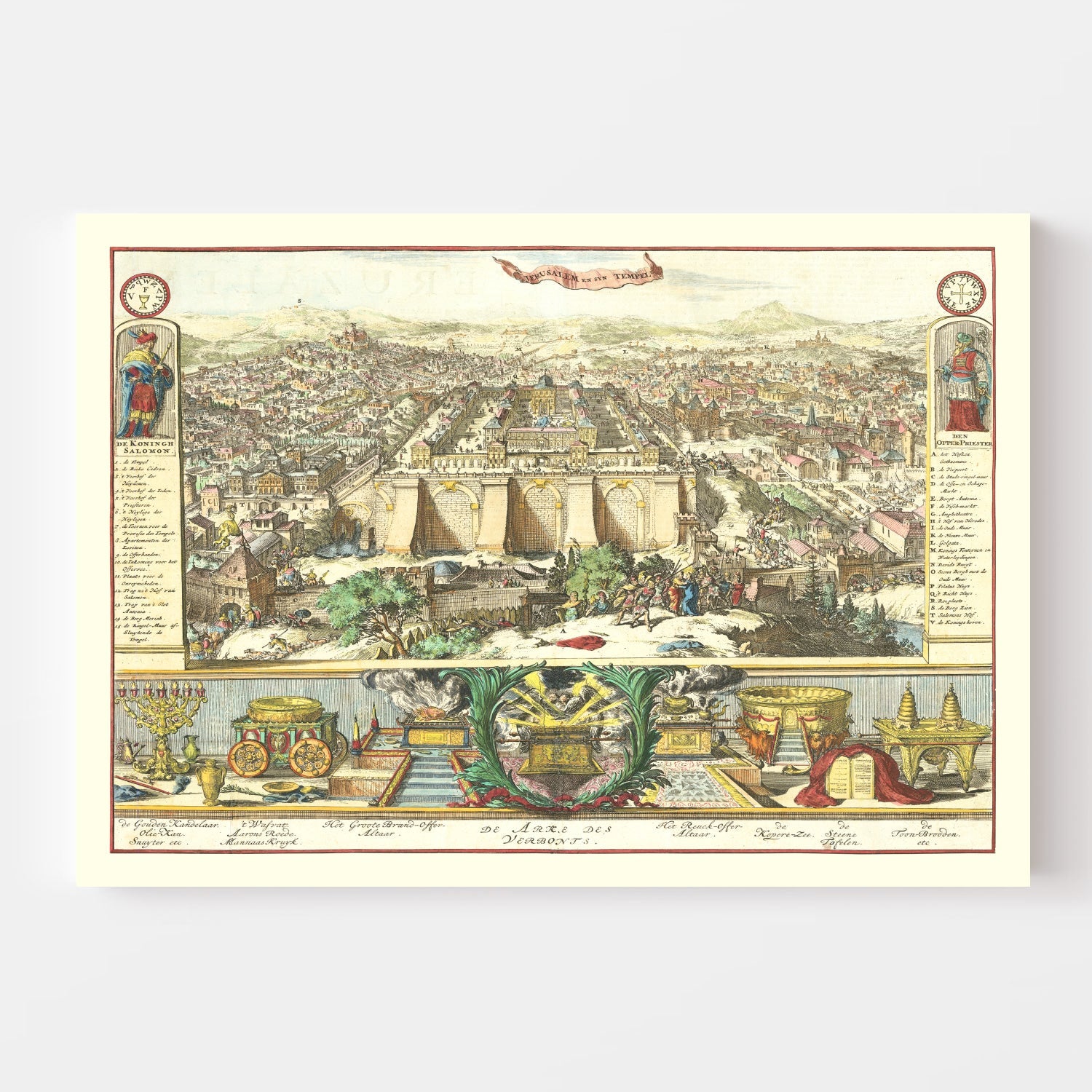 Vintage Map of Jerusalem, Israel 1687