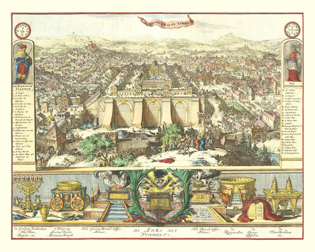 Vintage Map of Jerusalem, Israel 1687