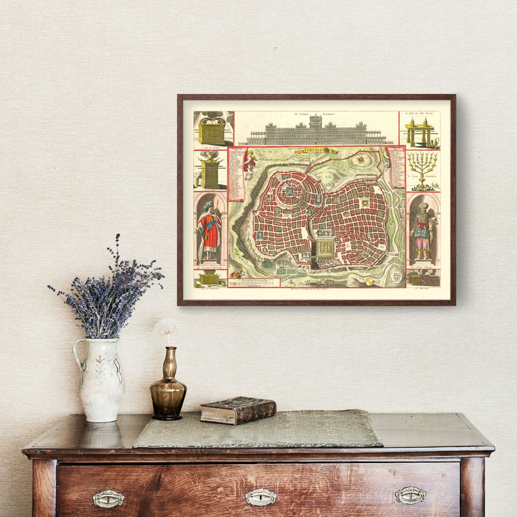 Vintage Map of Jerusalem, Israel 1690