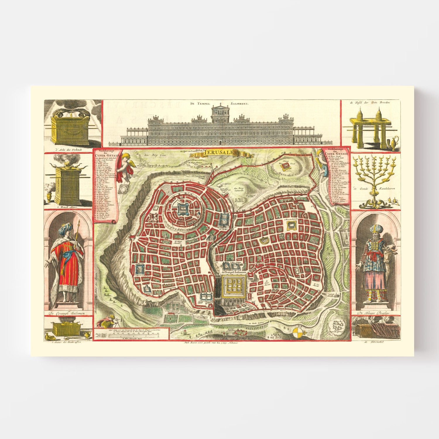 Vintage Map of Jerusalem, Israel 1690
