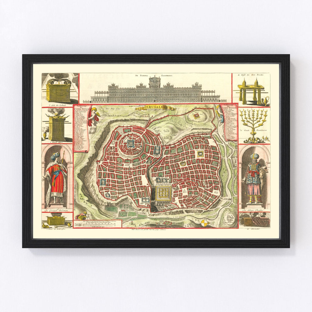 Vintage Map of Jerusalem, Israel 1690