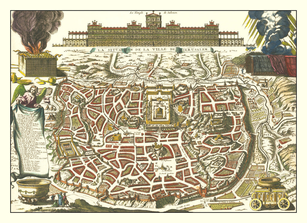Vintage Map of Jerusalem, Israel 1700