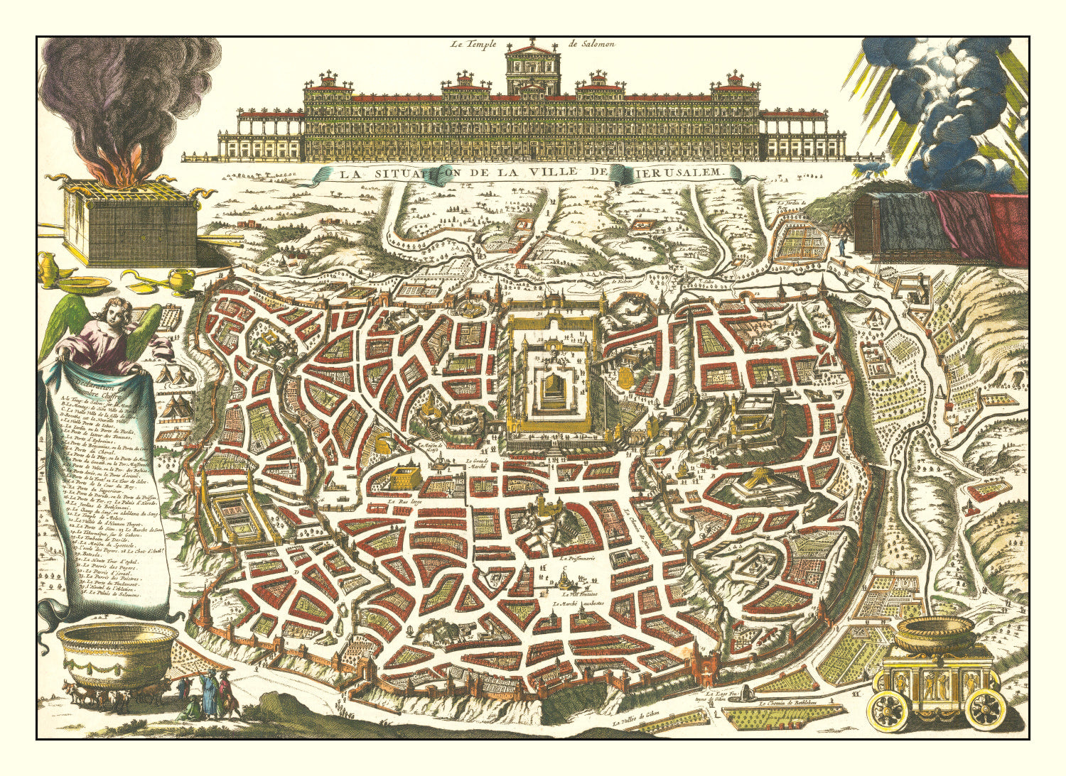 Vintage Map of Jerusalem, Israel 1700
