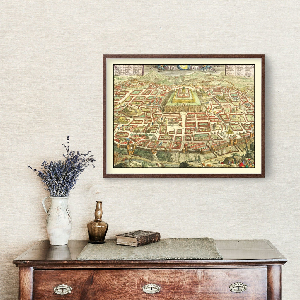 Vintage Map of Jerusalem, Israel 1702