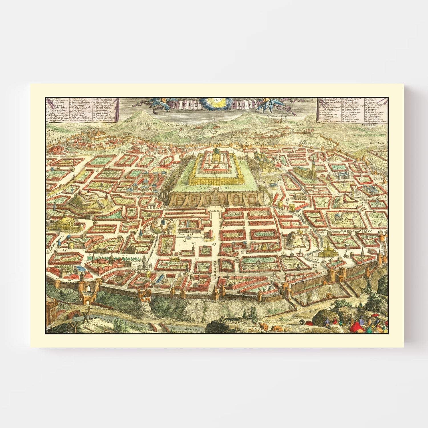 Vintage Map of Jerusalem, Israel 1702