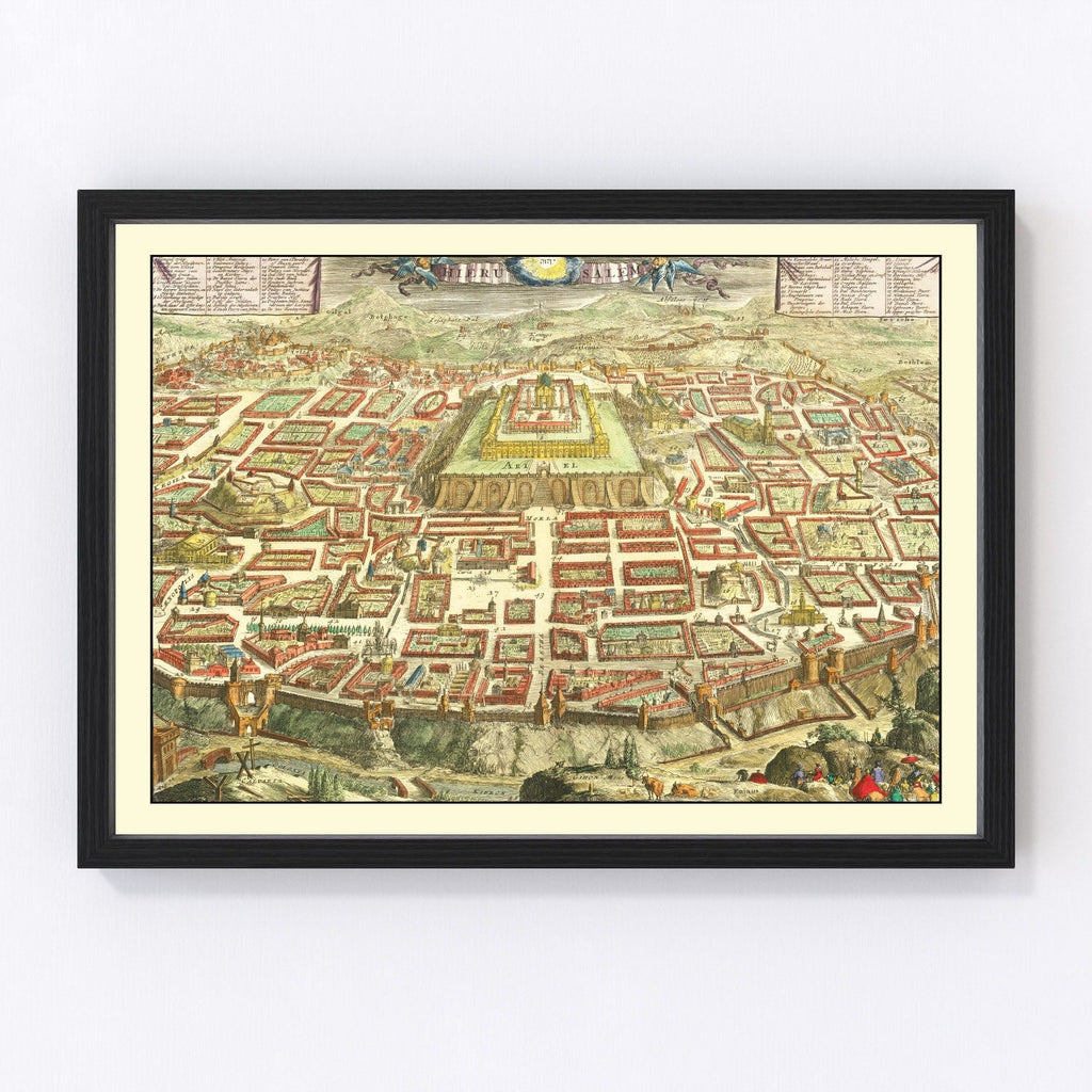 Vintage Map of Jerusalem, Israel 1702