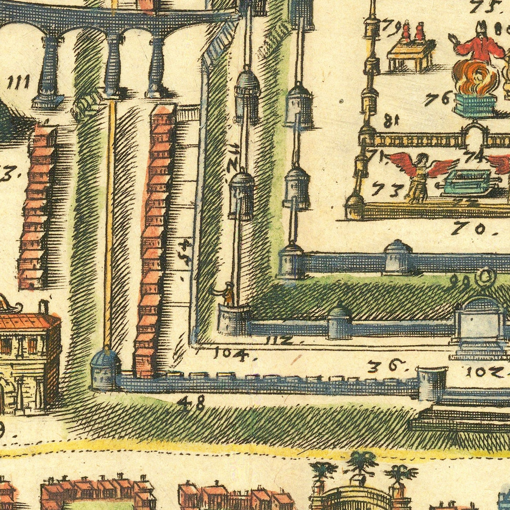 Vintage Map of Jerusalem, Israel 1736