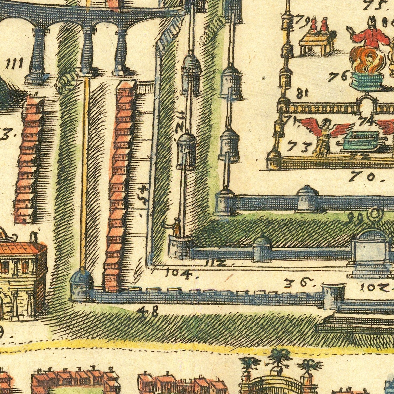 Vintage Map of Jerusalem, Israel 1736