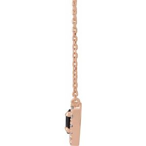 14K Rose Natural Black Onyx & 1/8 CTW Natural Diamond French-Set Halo-Style 16" Necklace