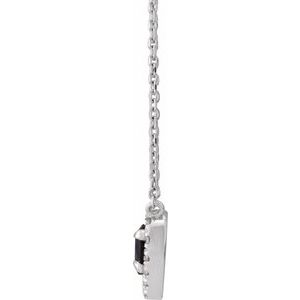 Platinum Natural Onyx & 1/8 CTW Natural Diamond French-Set Halo-Style 16" Necklace