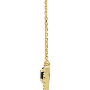 14K Yellow Natural Black Onyx & 1/8 CTW Natural Diamond French-Set Halo-Style 16" Necklace