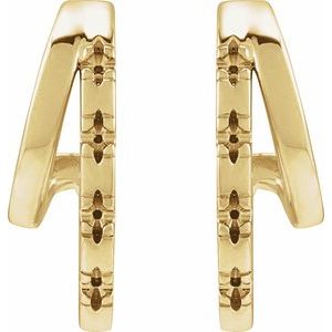 14K Yellow Gold 1.2 mm Round Accented Left Hoop Earrings – image 2