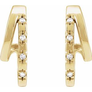 14K Yellow Gold .05 CTW Natural Diamond Hoop Earrings – image 2