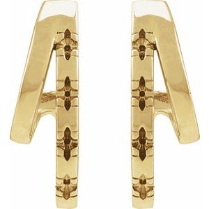 14K Yellow Gold 1.2 mm Round Accented Right Hoop Earrings – image 2
