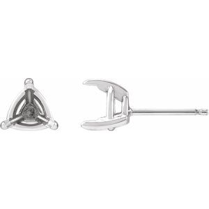 14K White Gold 6.5 mm Trillion 3-Prong Claw Earring Mounting