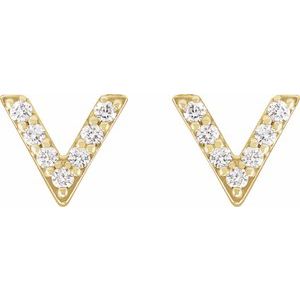 14K Yellow Gold 1/10 CTW Natural Diamond V Earrings