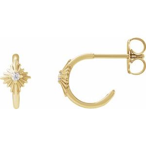 14K Yellow Gold .03 CTW Natural Diamond 10 mm Star Hoop Earrings