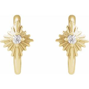 14K Yellow Gold .03 CTW Natural Diamond 10 mm Star Hoop Earrings – image 2