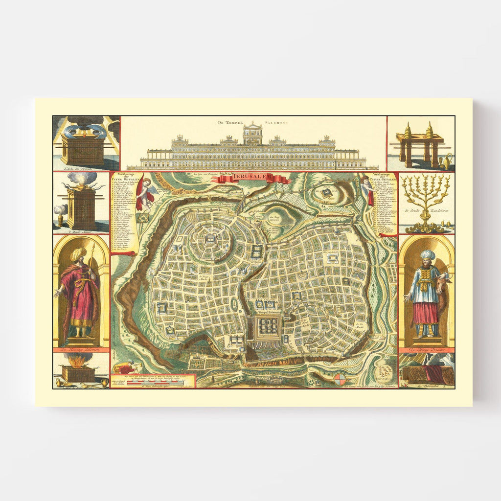 Vintage Map of Jerusalem, Israel 1740