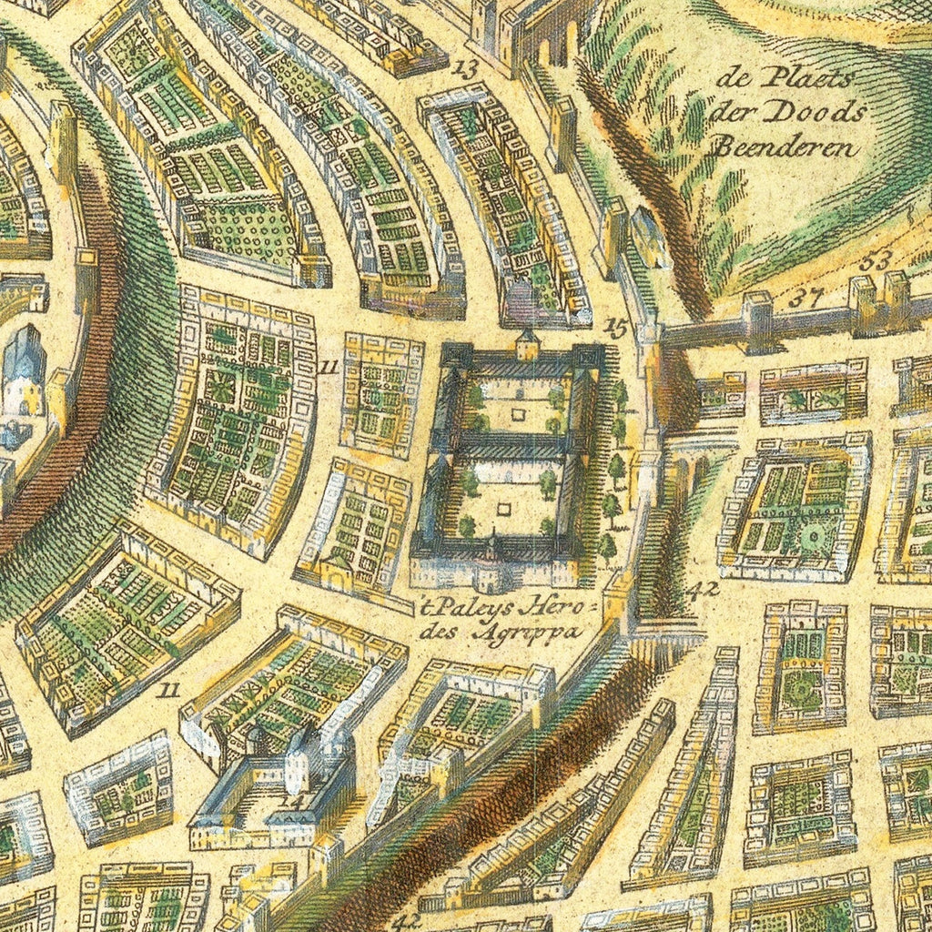 Vintage Map of Jerusalem, Israel 1740