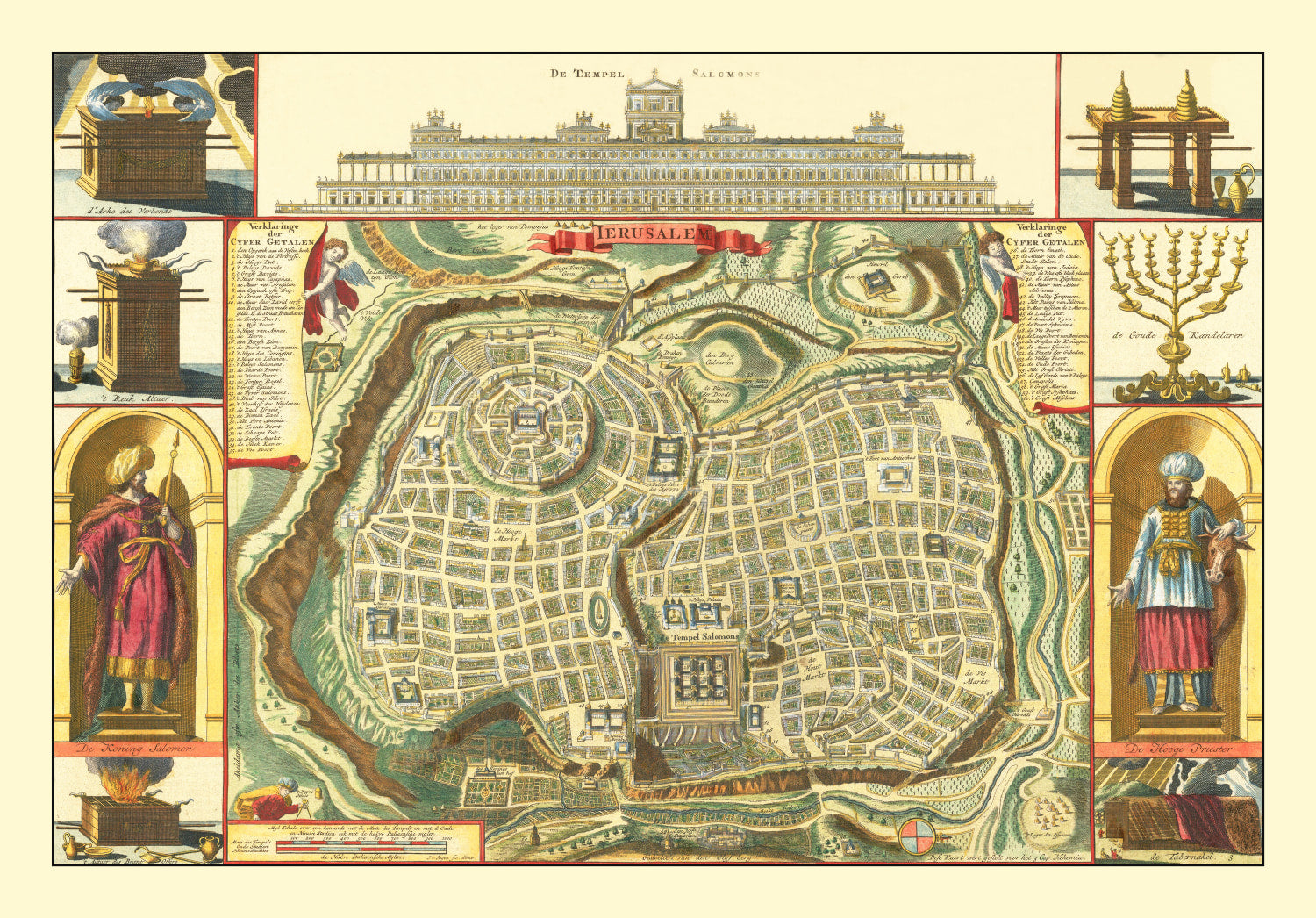 Vintage Map of Jerusalem, Israel 1740
