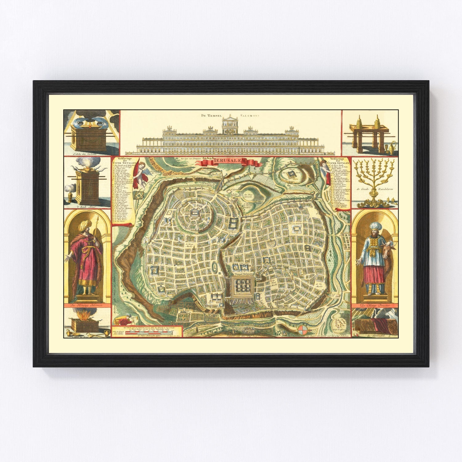 Vintage Map of Jerusalem, Israel 1740