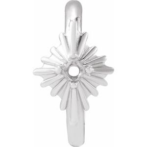 14K White Gold  1.5 mm Round Accented Star 10 mm Hoop Earring Mounting