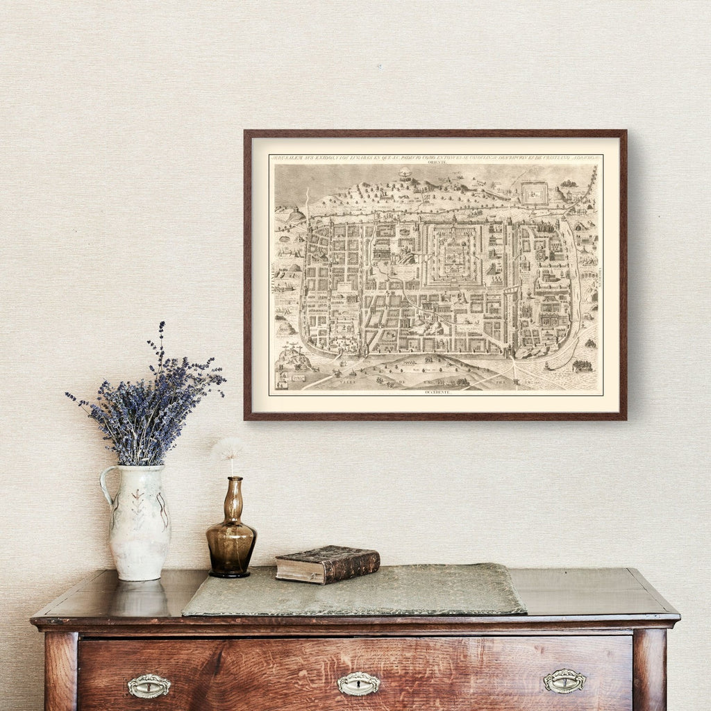 Vintage Map of Jerusalem, Israel 1800