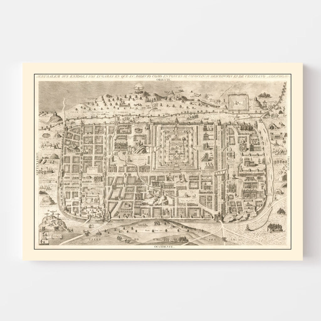 Vintage Map of Jerusalem, Israel 1800