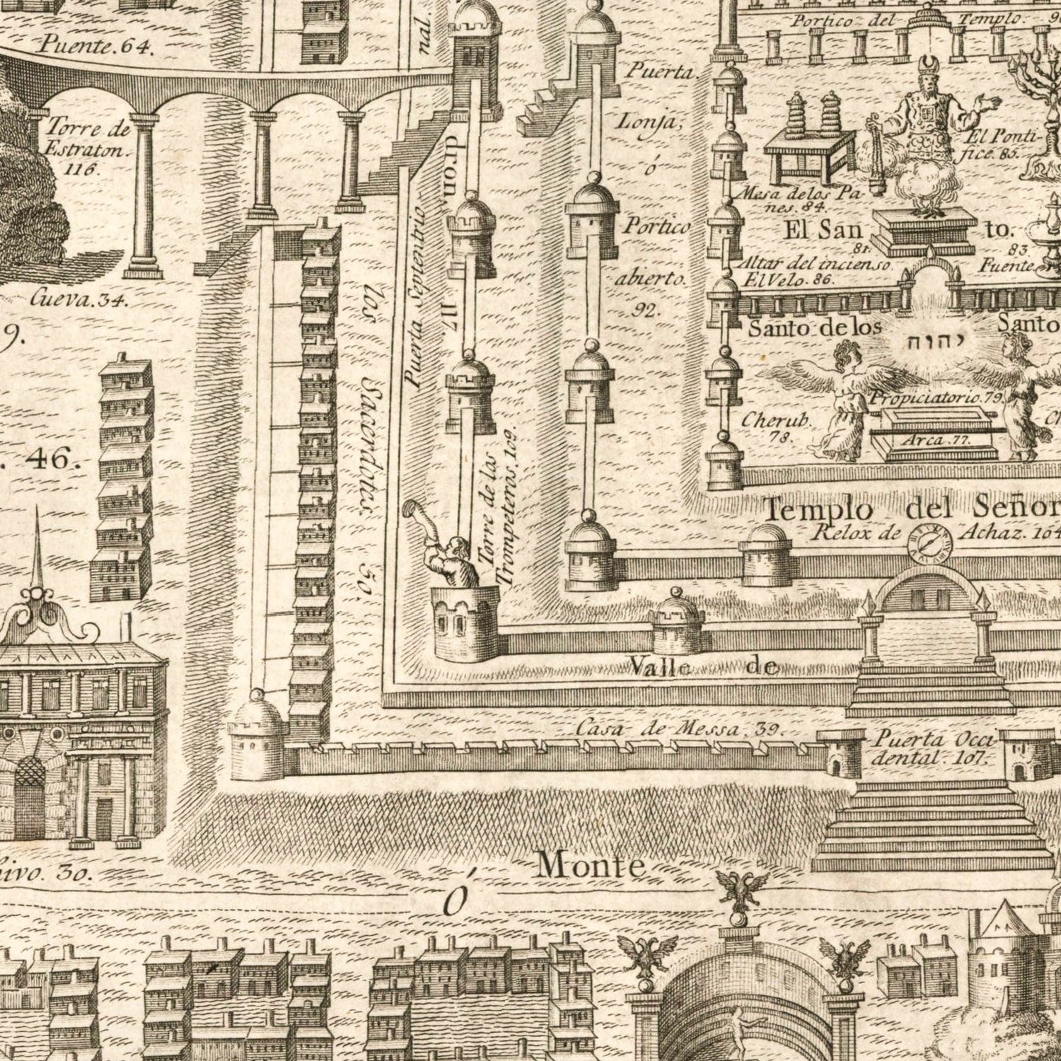 Vintage Map of Jerusalem, Israel 1800