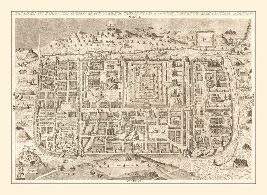 Vintage Map of Jerusalem, Israel 1800