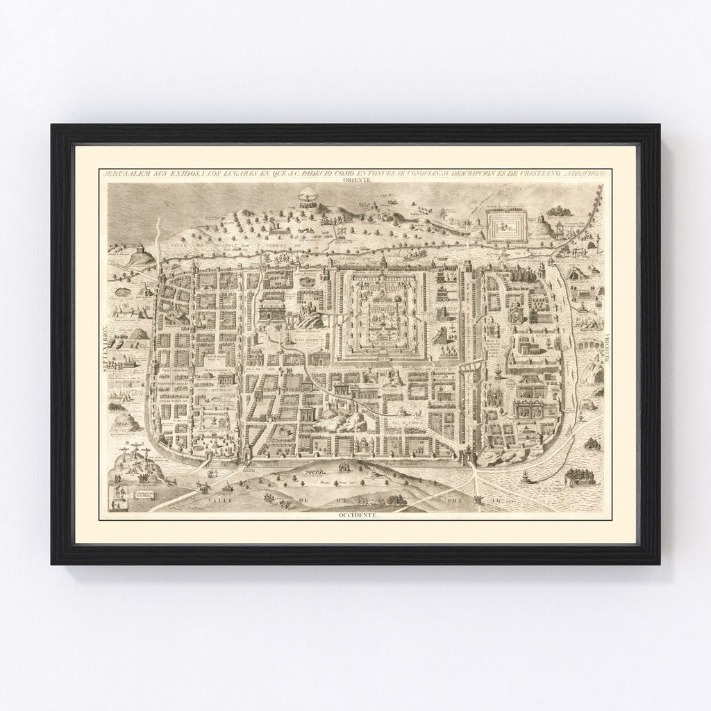 Vintage Map of Jerusalem, Israel 1800