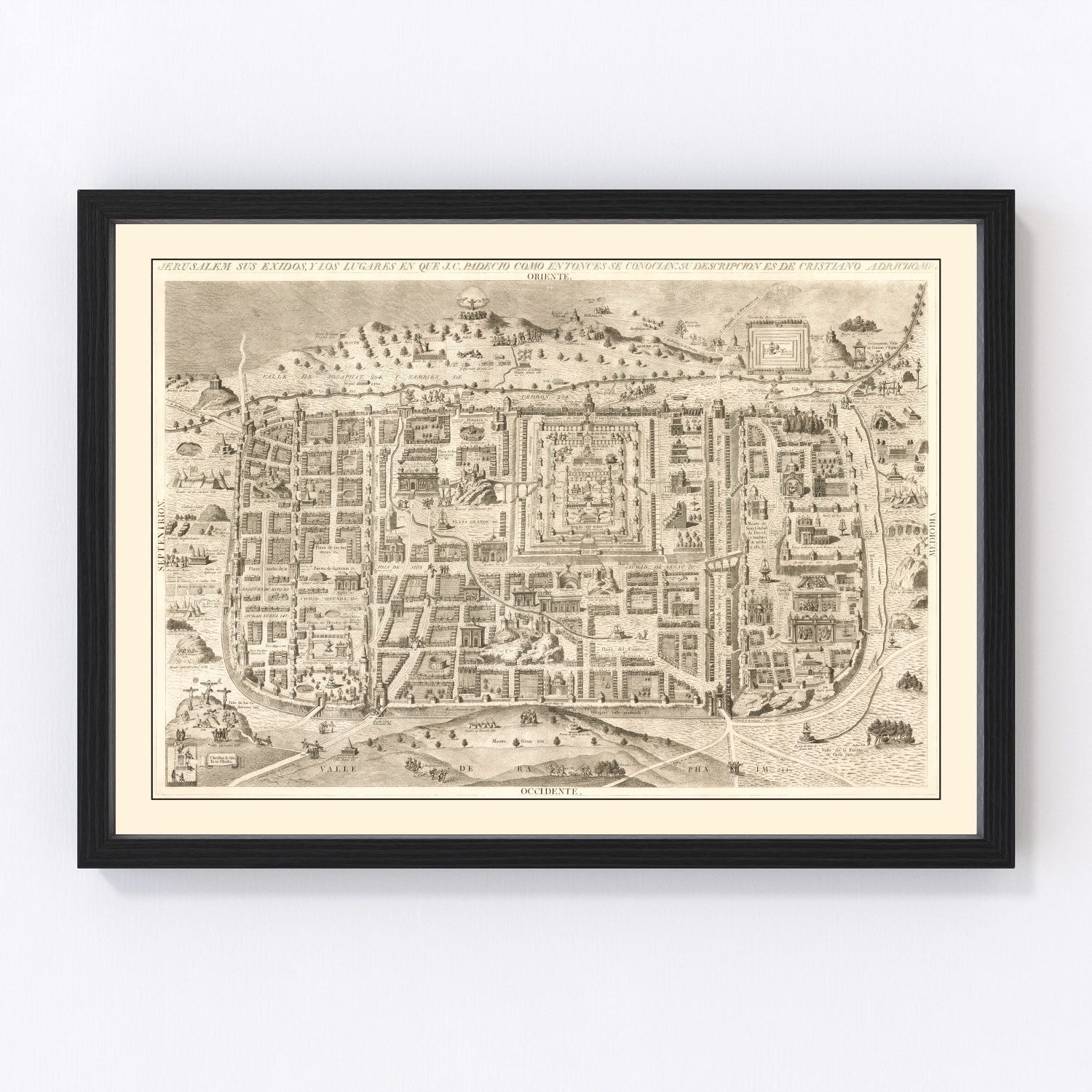 Vintage Map of Jerusalem, Israel 1800