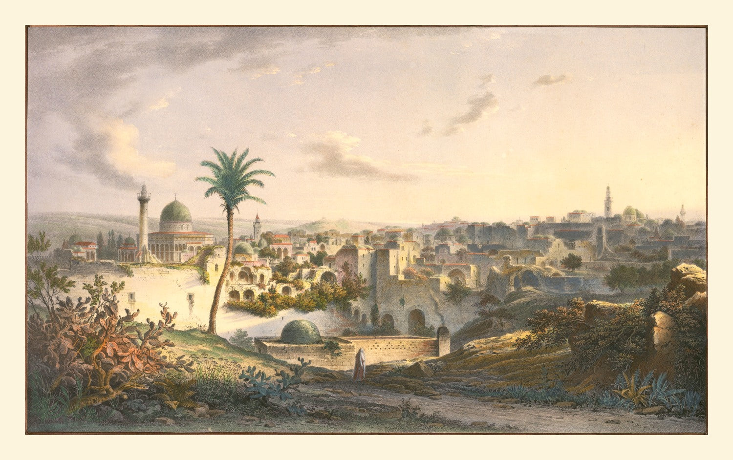 Vintage Map of Jerusalem, Israel 1838