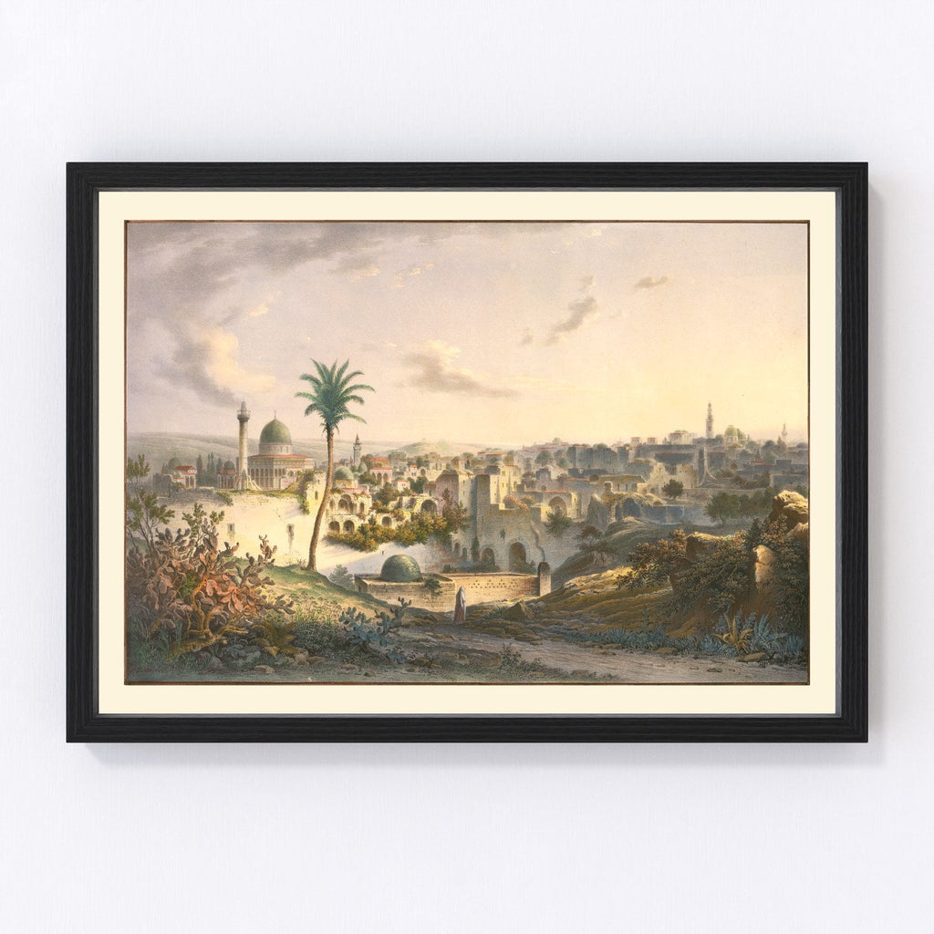 Vintage Map of Jerusalem, Israel 1838