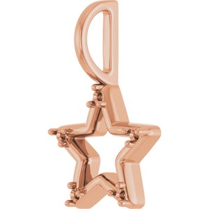 14K Rose Gold 1.2 mm Round Accented Star Charm/Pendant Mounting – image 4