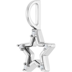 Platinum 1.2 mm Round Accented Star Charm/Pendant Mounting – image 3